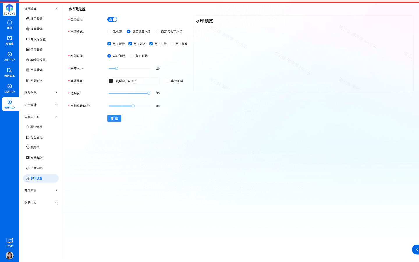 水印设置更新成功